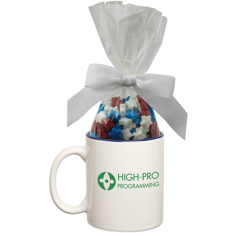 Ceramic Mug with Candy (Two Tone Colors and Cobalt Blue)