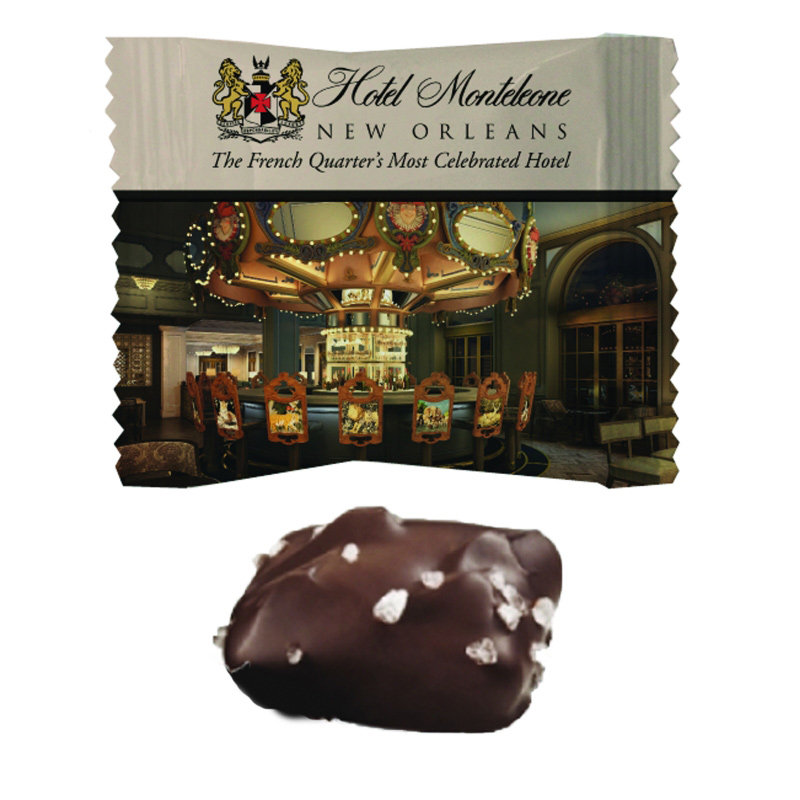 Custom Individually Wrapped Dark Chocolate SeaSalt Caramel