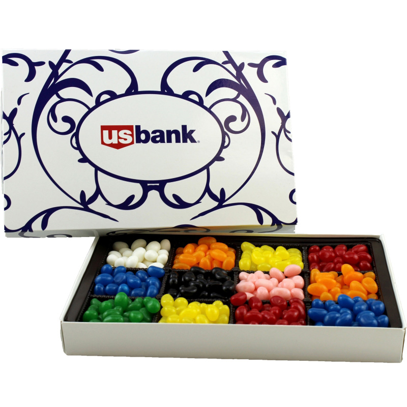 Large Rectangle Custom Candy Box with Corporate Color Jelly Beans