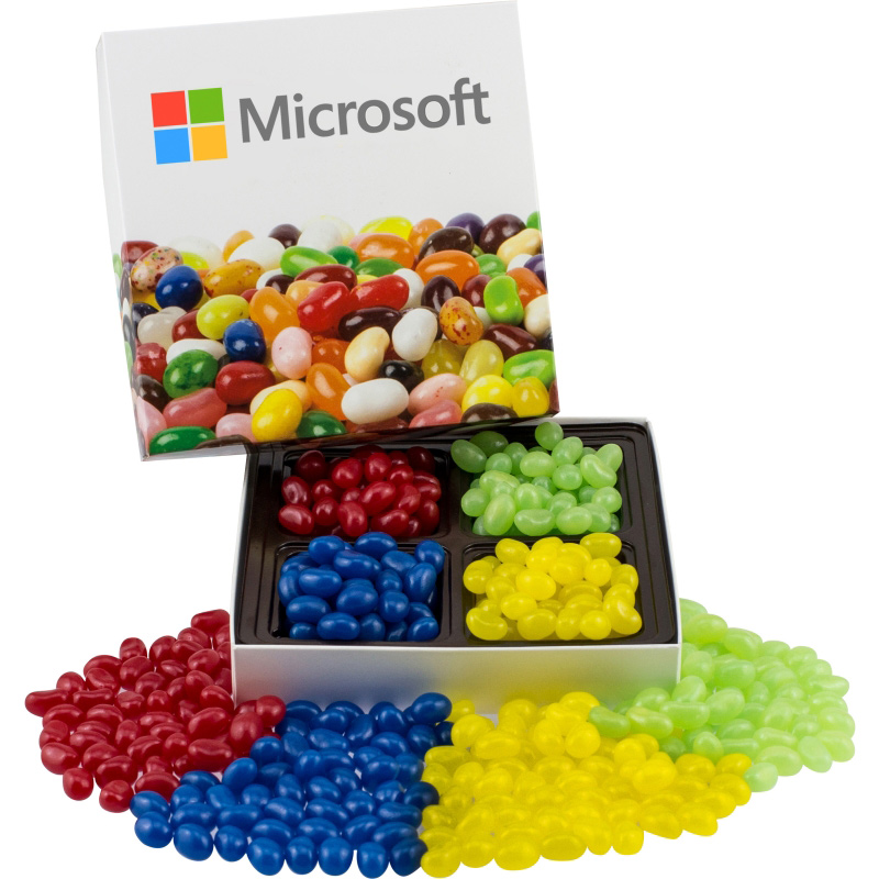 Square Custom Candy Box with Corporate Color Jelly Beans