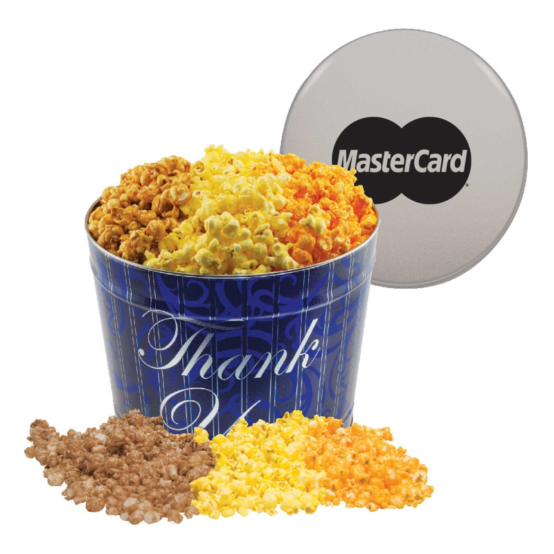 2 Gallon Popcorn Tins - Three Way - Butter, Caramel and Cheese