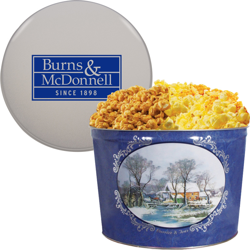 2 Gallon Popcorn Tins - Two Way - Butter and Cheese