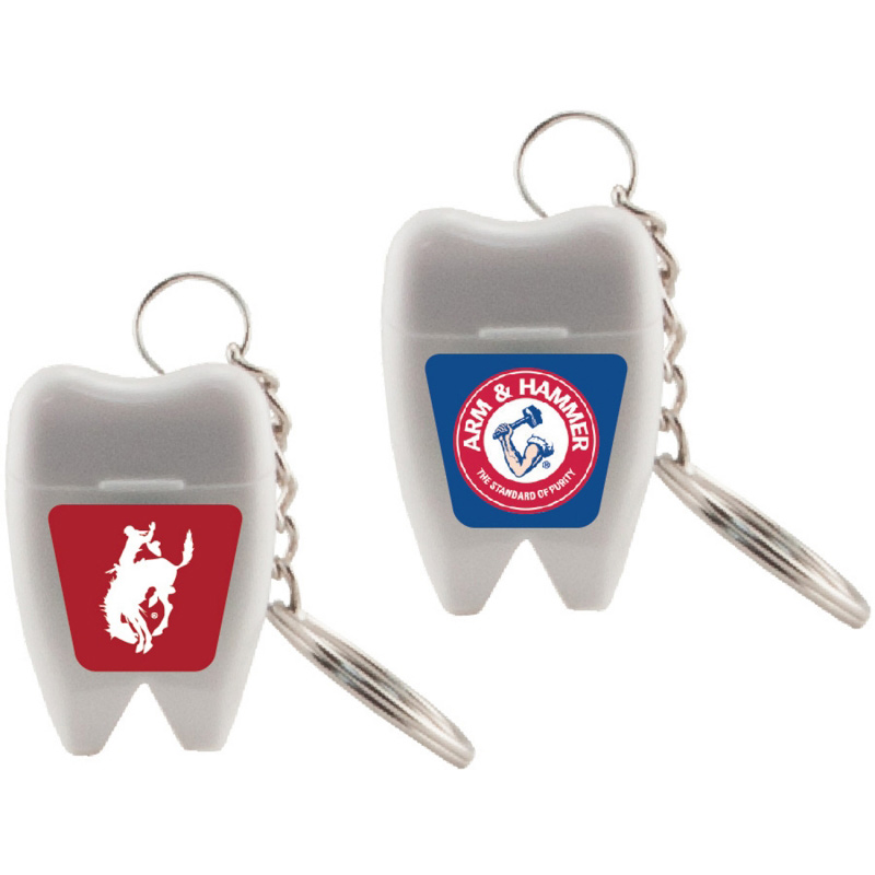 Tooth Shaped Dental Floss Keychain